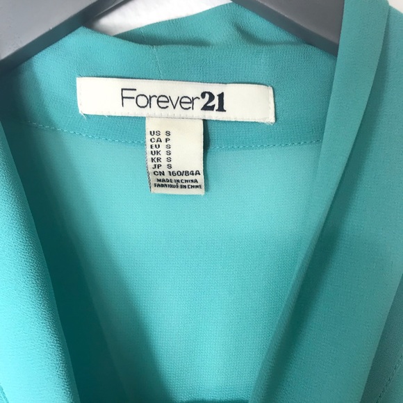 Forever 21 Turquoise Sheer Long Sleeve - Picture 3 of 4